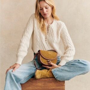 Sezane Cream Cable Knit Sweater